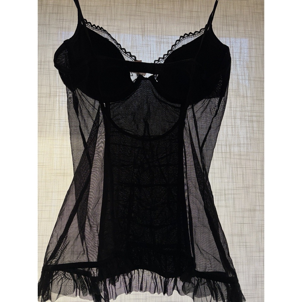 Victoria's Secret Very Sexy Black Lace Bustier Babydoll‎ Lingerie 36C